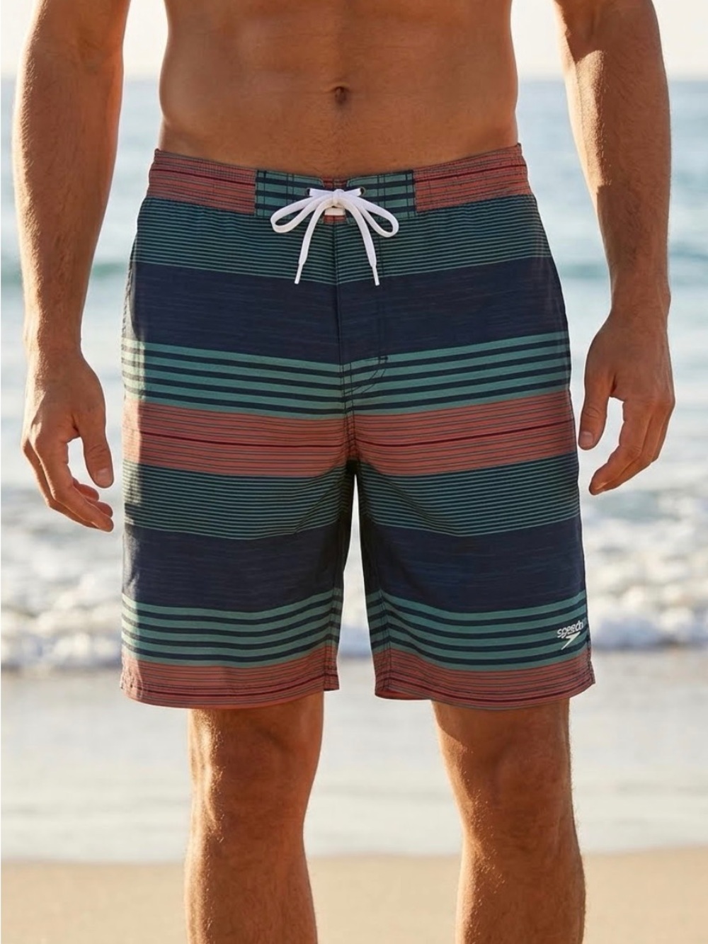 NWT Speedo Men's Stripes Swim Shorts